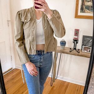 Ba&sh Irdy Denim Peplum Jacket Cropped